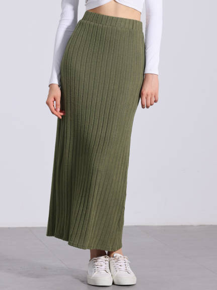 Allegra K - High Waist Long Bodycon Knit Skirt