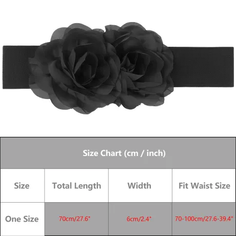 Allegra K- Flower Stretchy Belt Elastic Wide Waistband