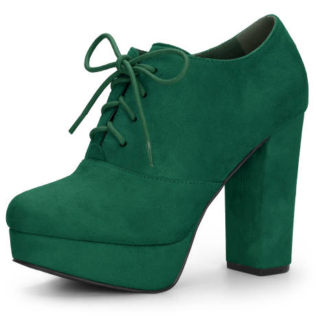 Allegra K- Platform Chunky High Heel Lace Up Booties