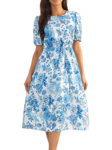 Seta T - Summer Cutout Waist Floral Dress