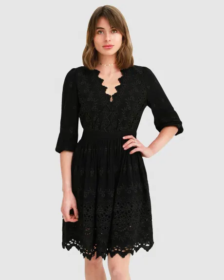 Belle & Bloom Sweet Talk Eyelet Mini Dress