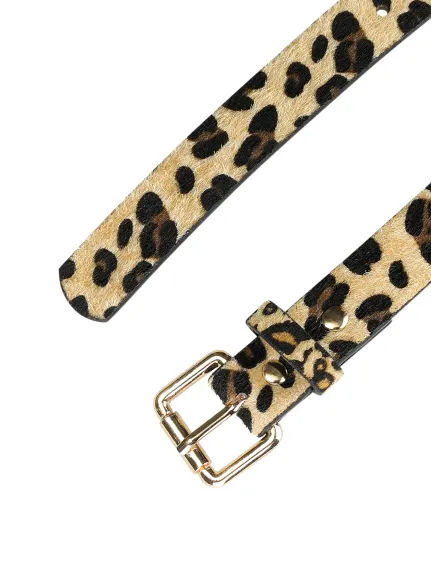 Allegra K- Faux Leather Leopard Print Belt