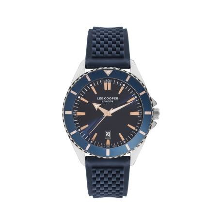 LEE COOPER-Montre Hommes Argenté 45mm Cadran Bleu