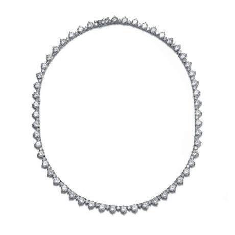 Rachel Glauber White Gold Plated with Clear Cubic Zirconia 5mm Tennis Chain Necklace, Length 17 Inch