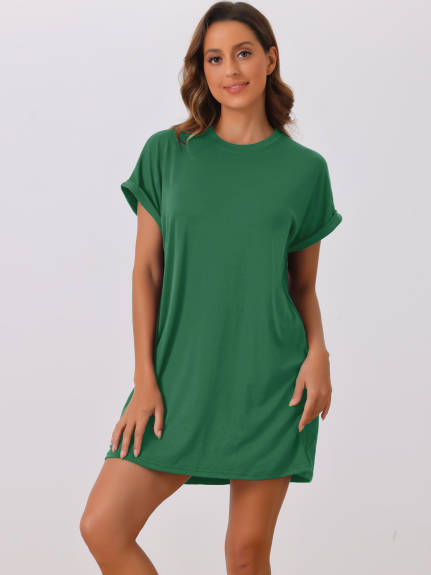 Cheibear - Short Sleeve Round Neck Nightgown