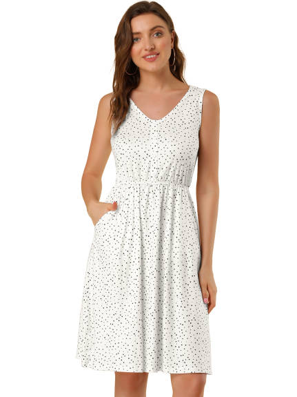 Allegra K- Polka Dots Elastic Waist Midi Sundress