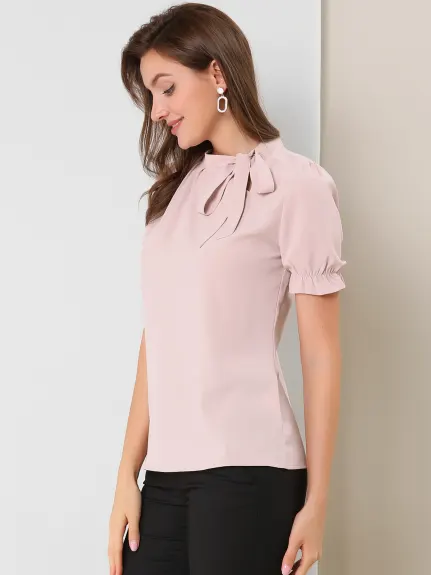 Allegra K - Bow Tie Neck Elegant Summer Top