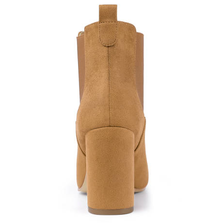 Allegra K - Round Toe Chunky High Heels Chelsea Boots