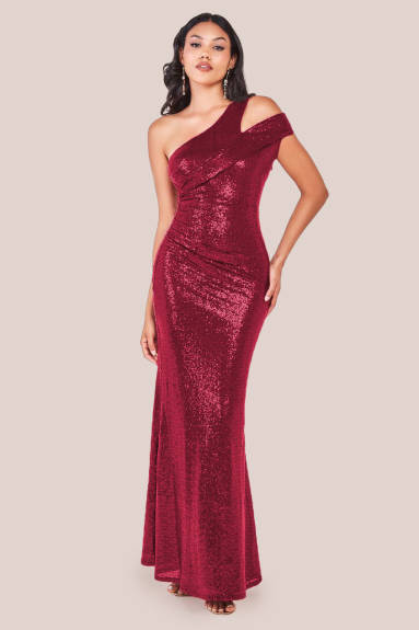 Goddiva - One Shoulder Sequin Evening Maxi