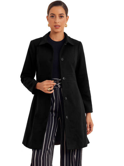 Allegra K- Button Down Elegant Winter Pea Coat