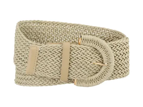 Allegra K- Wide Woven Braided Chunky Buckle Belt