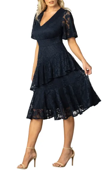 Kiyonna Lace Affair Tiered Cocktail Dress