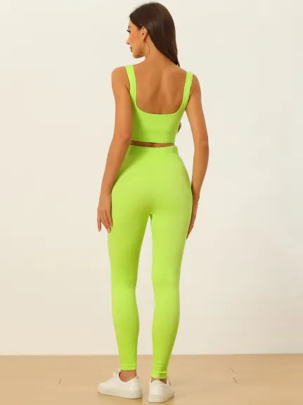 Allegra K- Ensemble soutien-gorge et leggings de sport côtelés