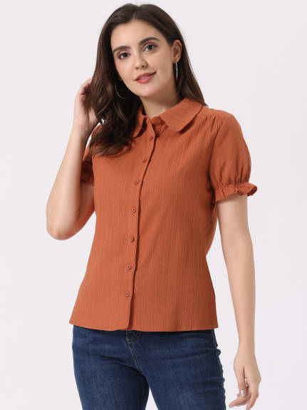 Allegra K- Button Down Peter Pan Collar Blouse