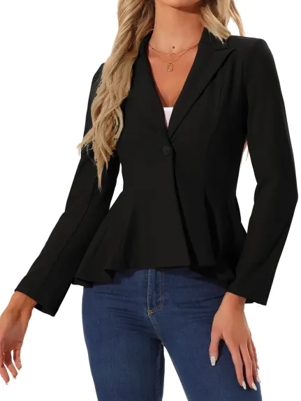 Allegra K - Single Button Dressy Peplum Blazer