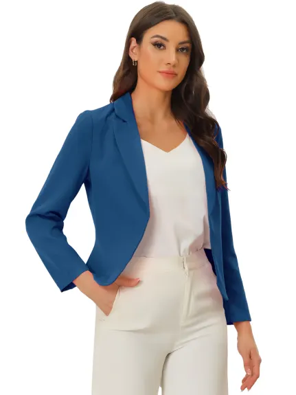 Allegra K- Veste blazer de costume court décontracté ouvert sur le devant