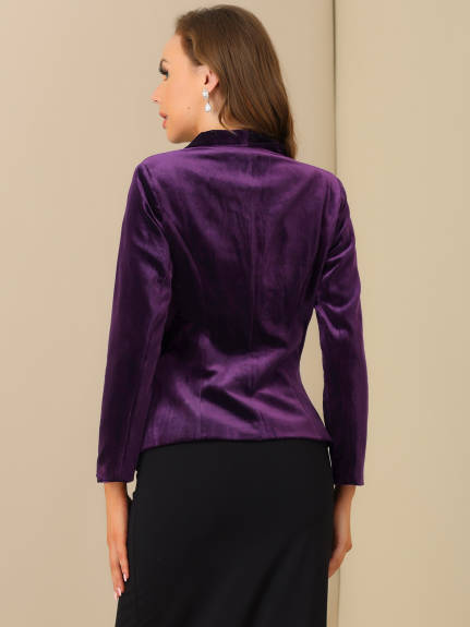 Allegra K- Shawl Collar One Button Velvet Blazer