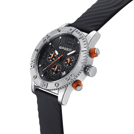 Montre chronographe Breed Double Agent avec date - Noir