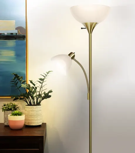 Sky Dome Plus Led Torchiere Floor Lamp With 1 Reading Arm