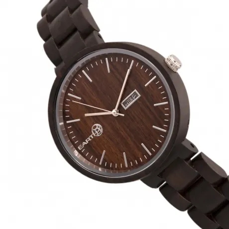 Earth Wood - Mimosa Bracelet Watch w/Day/Date - Dark Brown