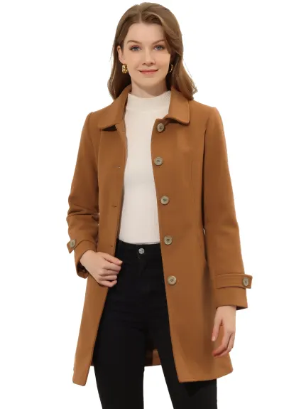 Allegra K- Peter Pan Collar Outwear Trench Caban