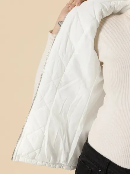 Allegra K- Stand Collar Lightweight Gilet Quilted Zip Vest