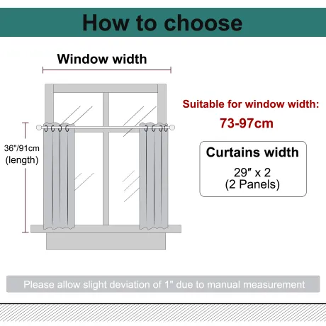 PiccoCasa- Textured Blackout Grommet Top Valances Curtains 2 Panels 29 x 36 Inch