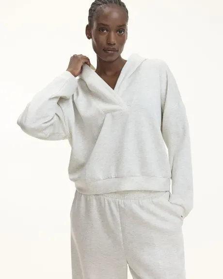 Hooded Pullover with V Neckline - Hyba