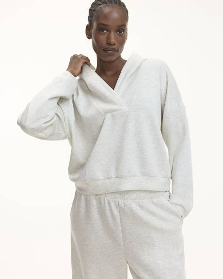 Hooded Pullover with V Neckline - Hyba