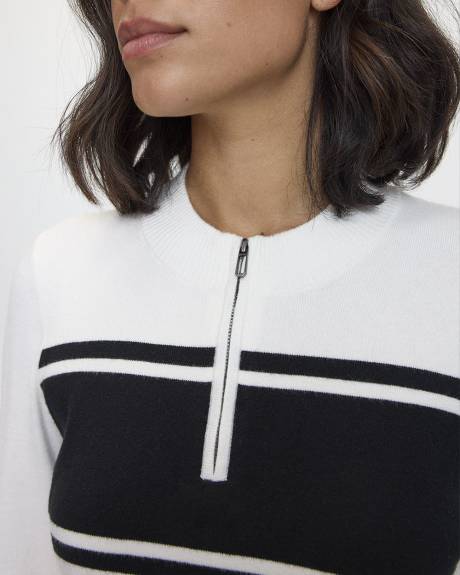 Long-Sleeve Crew-Neck Sweater with Half-Zip - Hyba