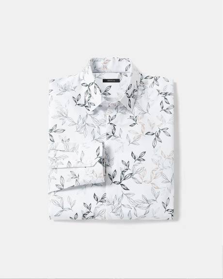 Chemise Habillée à Coupe Ajustée à Motif Feuillagé