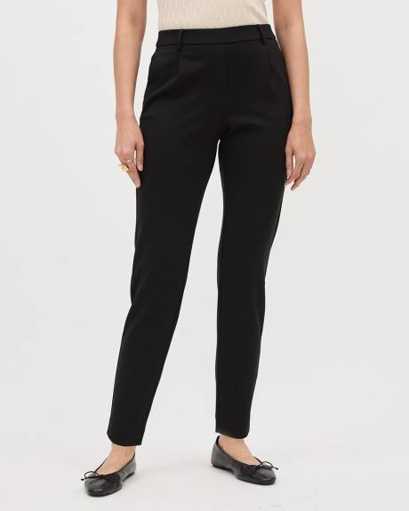 Pantalon Noir à Jambe Fuselée et Taille Mi-Haute en Tricot Luxe