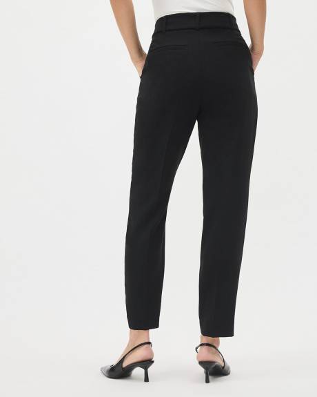 Black Tapered-Leg High-Rise Ankle Pant with Belt