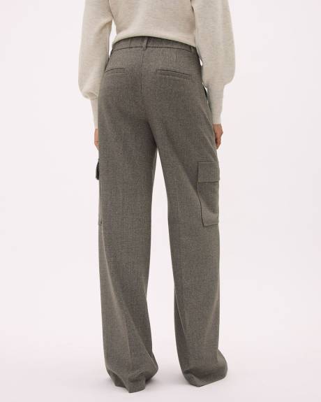 High-Rise Wide-Leg Plaid Cargo Pant