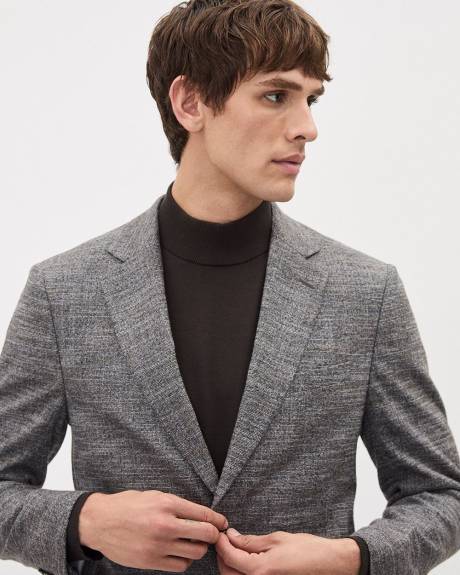 Grey Slim-Fit Textured Blazer