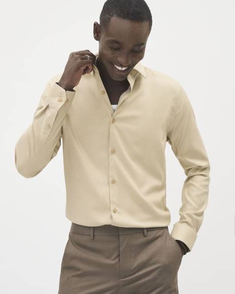 Slim-Fit Knit-Like Dress Shirt