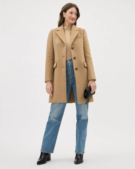 Classic Three-Button Closure Wool Coat