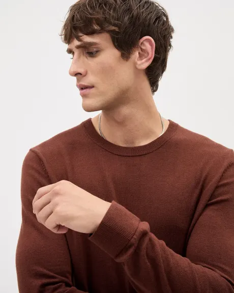 Solid Long-Sleeve Crew-Neck Sweater