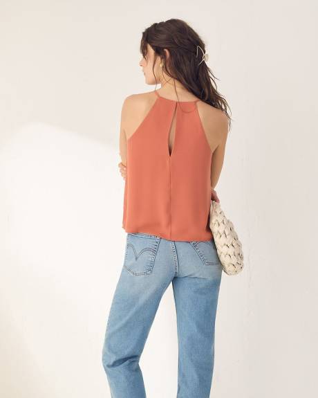 Sleeveless Halter-Neck Blouse