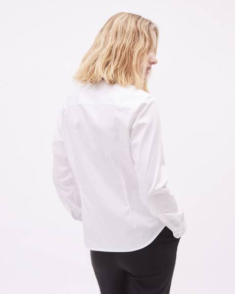 Blouse Boutonnée en Popeline à Manches Longues