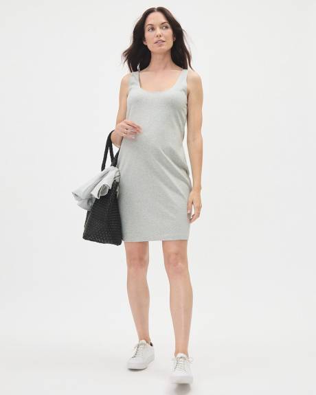 Ensemble Gris Pâle - Robe Ajustée et T-Shirt - Thyme Maternité