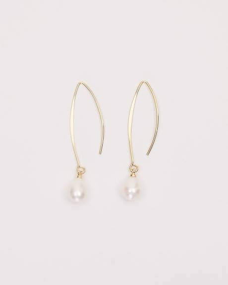 Boucles d'Oreilles Dorées avec Pendentif en Perle