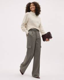 High-Rise Wide-Leg Plaid Cargo Pant