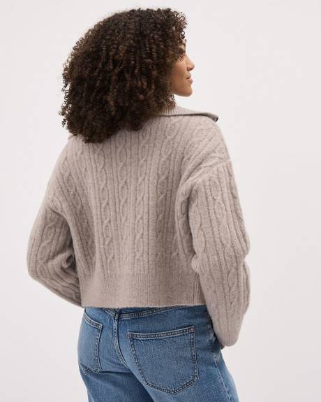 Long-Sleeve Funnel-Neck Zipped Cardigan