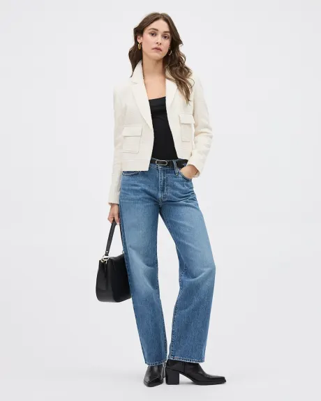 Bouclé Open Double-Breasted Cropped Blazer