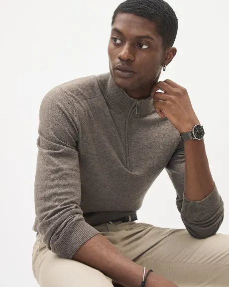 Long-Sleeve Half-Zip Mock-Neck Sweater