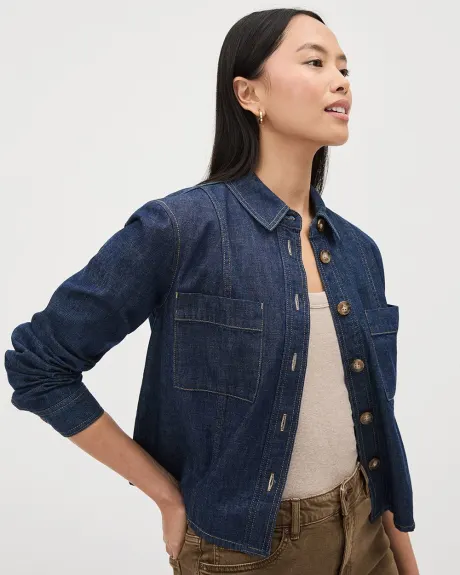 Blouse Boutonnée Courte en Denim