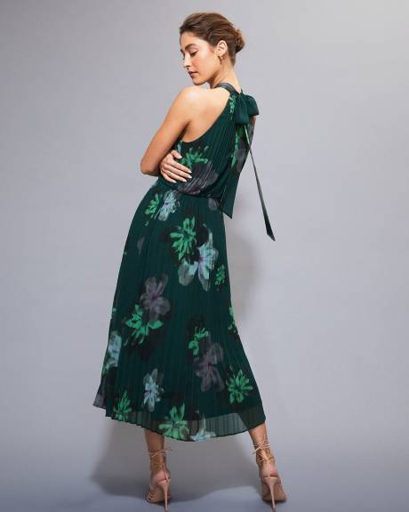 Robe Cocktail Midi Sans Manches à Col Licou