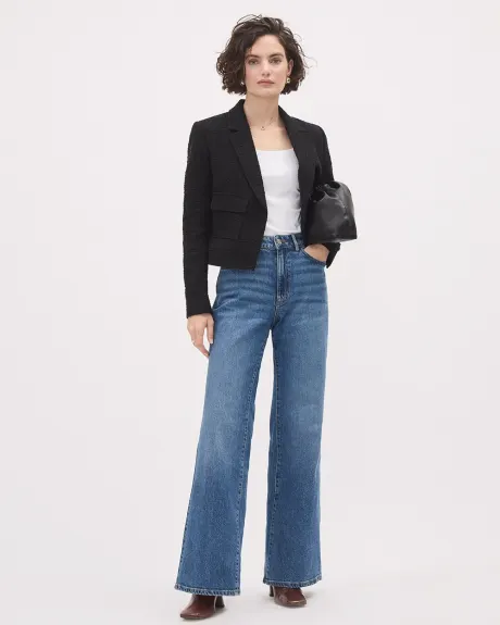 Bouclé Open Double-Breasted Cropped Blazer