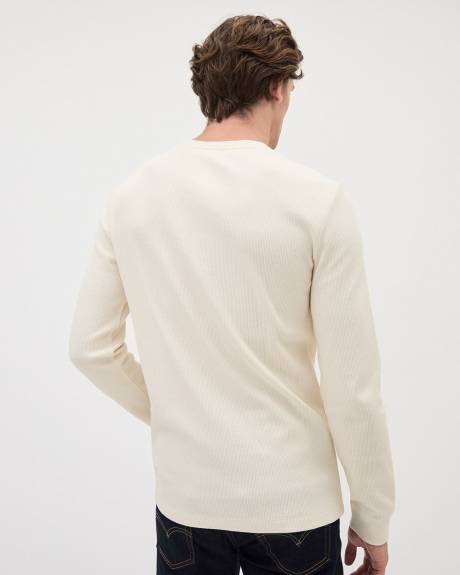 Long-Sleeve Henley Waffled T-Shirt